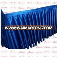 Polyester satin plain visa suede table skirts wedding banquet table skirts stage skirts